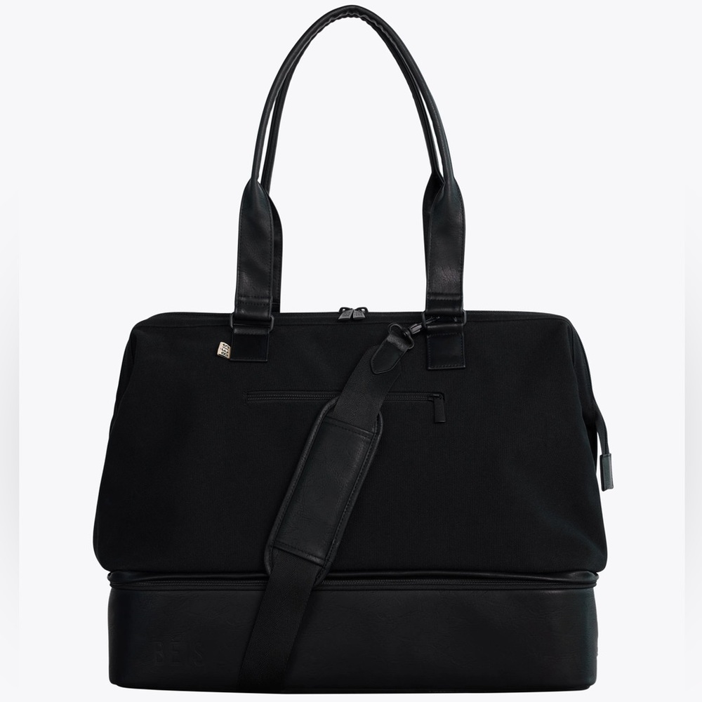 BEIS Black Travel Duffle Bag with Leather Trim - Picture 4 of 6